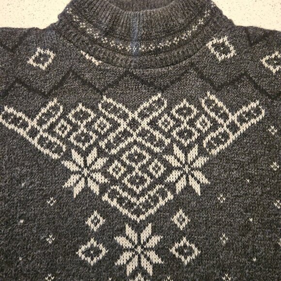Vtg Ski Sweater Mens Sz M Gray Fair Isle Snowflake Spunky Acrylic Mock Neck USA - Picture 4 of 10